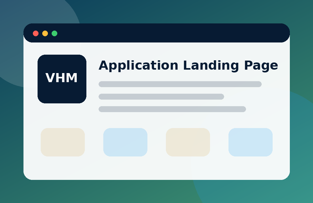 Application landing page website demo preview