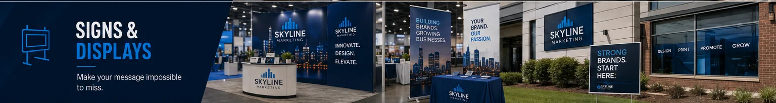 Signs displays banners trade show booth and window graphics from Skyline Marketing